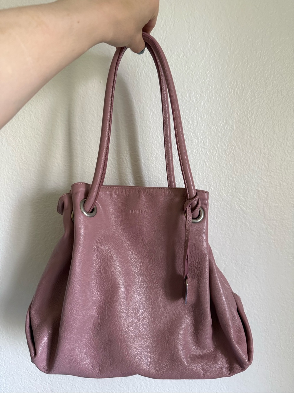 Furla Dusty Rose Leather Shoulder Tote